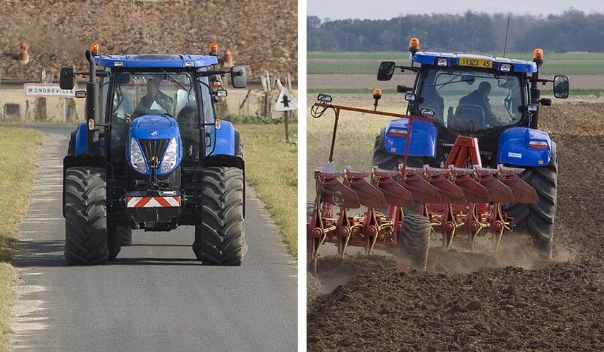 contrôle pneu tracteur sur route et aux champs
